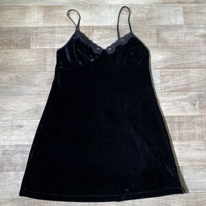 Babydoll Y2K  Mini Velvet Dress Womens M Black Whimsigoth  Witchy Fairy